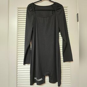 SHEIN - (Plus-Size) Long-Sleeve Ribbed Lucky Label Bodycon Romper Jumpsuit